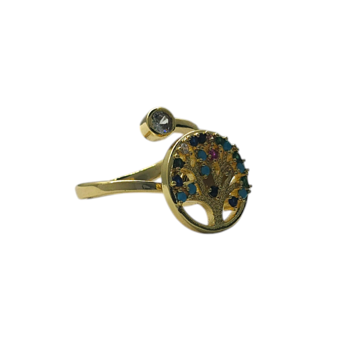 Anillo Rodio Dorado - Árbol