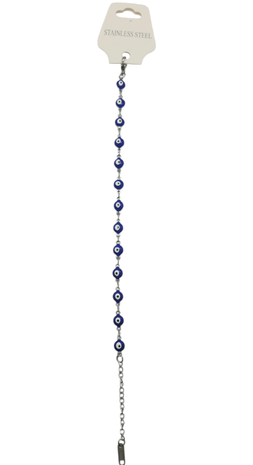 Pulsera con Ojos Azules en Acero Natural