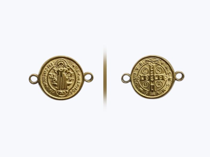 Separador San Benito con 2 Argollas en Acero Dorado - 12mm