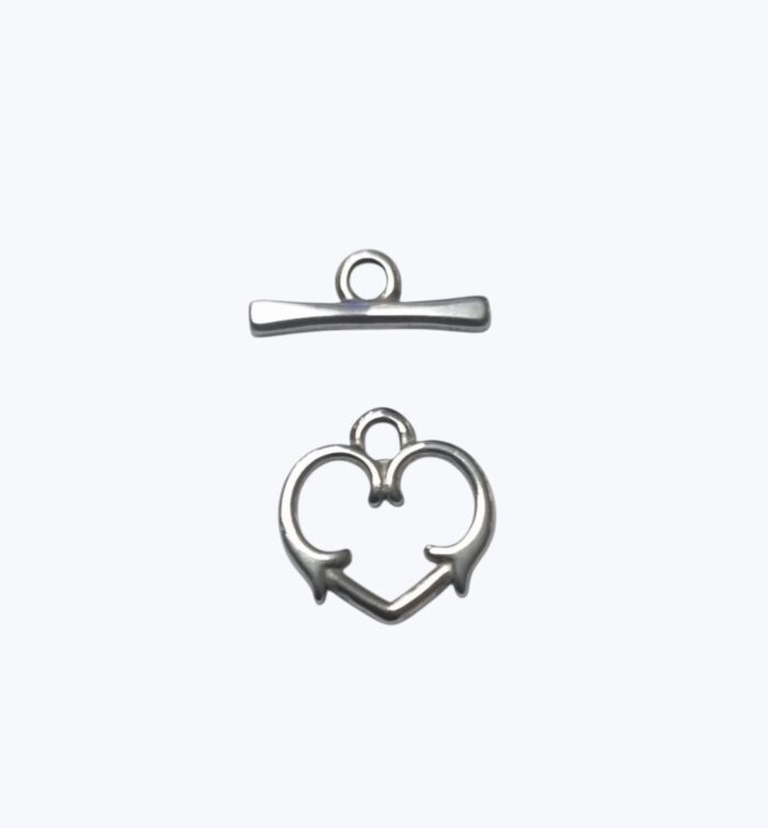 Broche Timón Acero Natural - Corazón