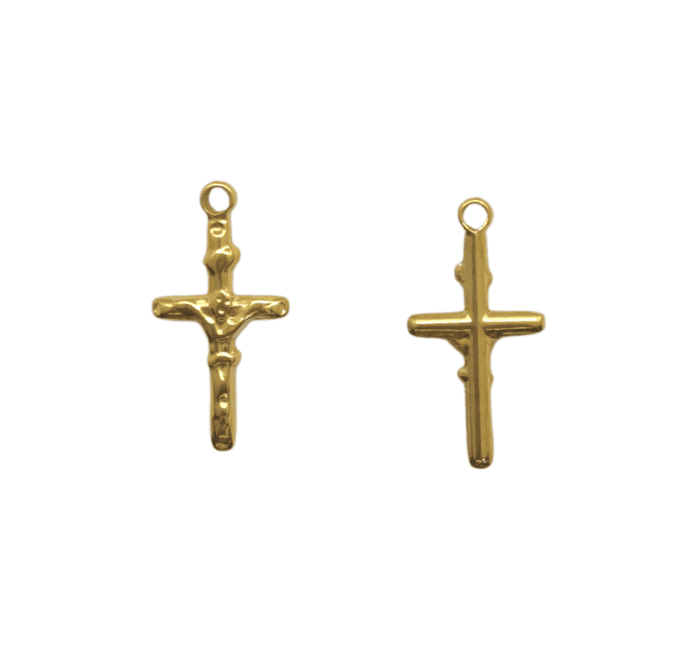 Cruz en Acero Dorado - 15x28mm