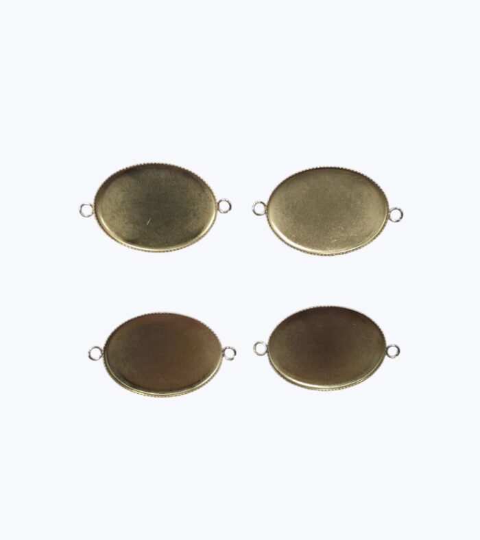 Base Doble Argolla Ovalado en Acero Dorado - 18x25mm