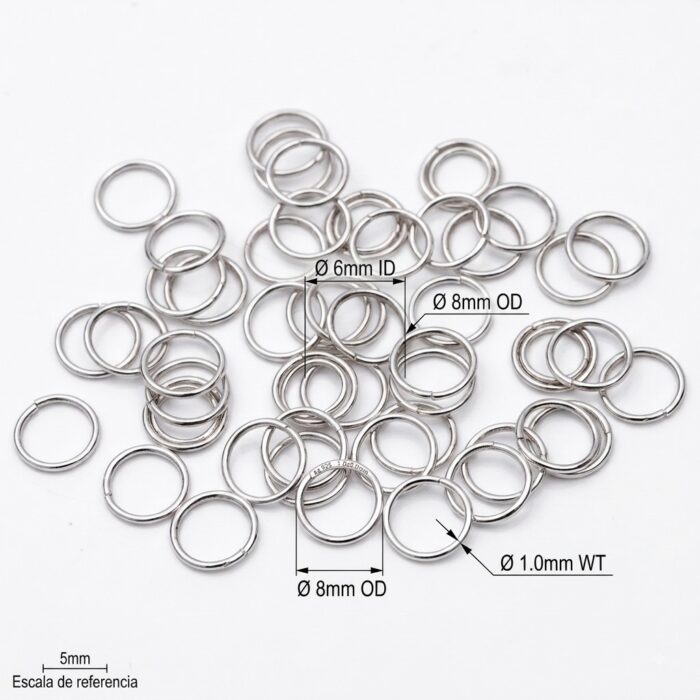 Argolla Union 1.0 x 8mm - Niquelado